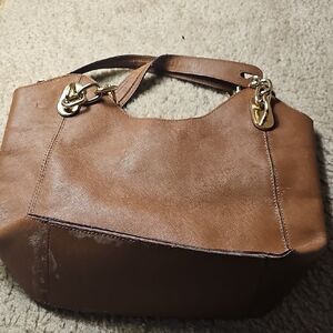 Michael Kors Tan Leather Shoulder Bag with Gold Accents